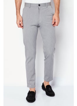 Buy Men Slim Fit Chino Solid Pants, Grey in Saudi Arabia