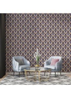 اشتري Diamonds Geometric Decorative Vector Motifs Elegant Luxury Fabric Wallpaper Covers An Area ​​Up To 4.2Mx3M With Adhesive And Smoothing Tool في مصر