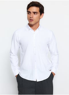 اشتري White Slim Fit Smart Shirt with Leather Accessories TMNSS23GO00138 في مصر