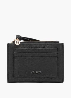 Buy Women Textured Bi-Fold Wallet with Zip Closure in UAE