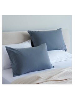 Buy Pan Home Snug Cotton Jersey 2Piece Pillow Case Set 50X75X0 Mineral Blue in UAE