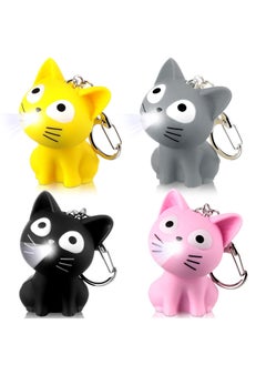 Buy 4 PCS LED Sound Light Key Chain, Lovely Cat Flashlight Keychain, Gray Black Yellow Pink Cat Flashlight Keychain, Suitable for Nurses Badge Reel in UAE