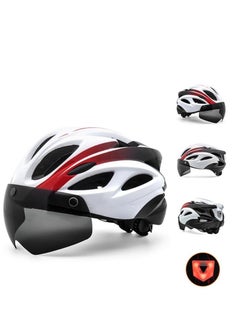 Buy Bicycle helmet, riding protective helmet with taillights and magnetic goggles, detachable and washable comfortable lining, unisex in Saudi Arabia