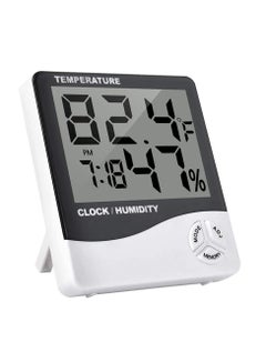 اشتري Digital LCD White Thermometer Hygrometer Temperature Humidity Meter Gauge Clock في السعودية