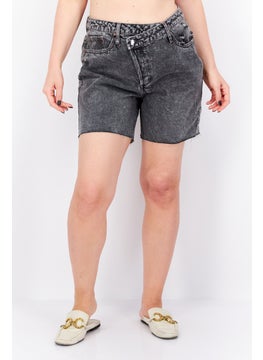 اشتري Women Washed Denim Shorts, Charcoal في الامارات