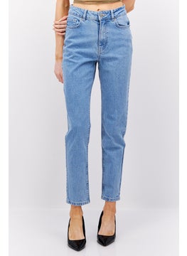 Buy Women Regular Fit Washed Denim Jeans, Blue in UAE