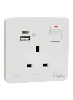 اشتري Schneider Electric Switched socket with USB charger, Avataron, 21W type A+C, 13A, White - E8315DACUSB_WE في الامارات