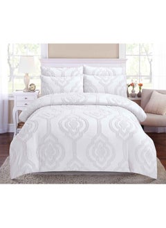 Buy COMFY 6 PC KING SIZE COTTON PREMIUM EMBROIDERED COMFORTER SET WHITE in UAE