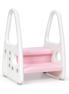 Buy Kids Step Stool Ladder, Potty Stool with Safety Handles, Two Step Learning Tower for Toilet Potty Training, Kitchen Counter, Bathroom(Pink) in Saudi Arabia