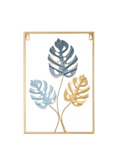 Buy Home Decor Wall Metal Leaf 3D Iron Art Wall Sculptures Hanging Decorations Hollowed-out Picture with Gold Frame in UAE