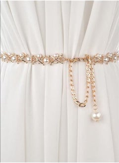 Buy Chain Tassel Decorative Belt Gold/White in Saudi Arabia