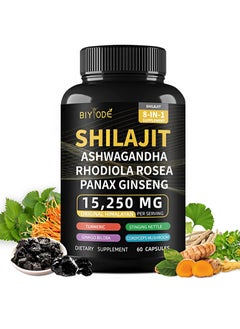 Buy 60pcs 15250mg Shilajit Capsule，Shilajit Capsules Himalayan 8-in-1Concentrated，Improve Metabolism, Relieve Stress, Enhance Thinking And Memory in Saudi Arabia