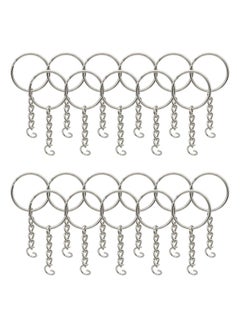 100 Pack Key Ring with Chain and Open Jump 1 inch Split Round