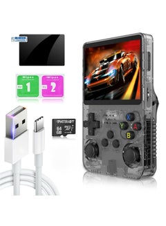 Buy R36S Handheld Retro Gaming Console Linux System with 64G TF Card, Preloaded with 15000+ Games, Retro Video Game Console 3.5-inch IPS Screen (Black 64G) in Saudi Arabia