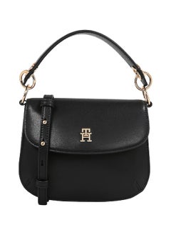 Buy Women's Chic Flap Crossover Handbag, Black - faux leather in Saudi Arabia