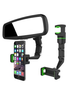 اشتري Car Holder, Mobile Holder, Adjustable Car Rear View Mirror Mount Mobile Phone Holder Bracket Stand Black في السعودية