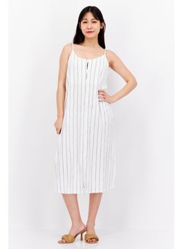 اشتري Women Stripe Midi Dress, White/Black في الامارات