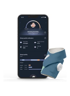 اشتري Dream Sock Smart Baby Monitor With Heart Rate And Average Oxygen O2 As Sleep Quality Indicators Bedtime Blue في الامارات