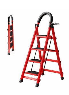 Buy COOLBABY Foldable Four-Step Ladder Folding Step Stool with Upgraded Widened And Thickened Non-slip Pedals  Folding Ladder For Home Use  Folding Lightweight Ladder  With Handrails And Tool Rack in UAE