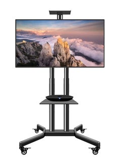 Buy Mobile TV Stand Rolling TV Cart: Floor TV Trolley for 32-70 Inch LCD LED Flat Curved Screen Tilt Height Adjustable with Wheels 2 Media Shelves Cable Management Black in Saudi Arabia