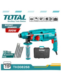 Buy TOTAL 800 W Rotary Hammer Drilling machine and Tool Accessories Set 220-240V in Saudi Arabia