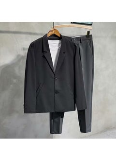 Buy British Style Elegant Non-ironing Suit Mens Trendy Simple Solid Color Casual JacketBlack Black in UAE