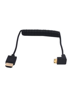 Buy 4Ft Hdmi 4K Coiled Cable 90 Degree Downward Angle Mini Hdmi Male To Hdmi Male Adapter Spiral Cable Hd Hdmi 2.0 Version High Speed Spring Cord 4K @60Hz (Down Mini Hdmi To Hdmi) in UAE