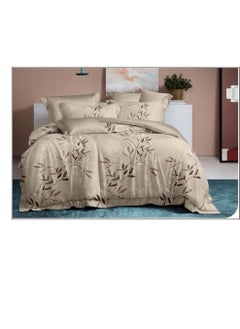 Buy 6-Pieces Glace Cotton Printed Fancy Comforters Set Fixed duvet, fitted bedsheets and pillowcase King Size F33 in UAE