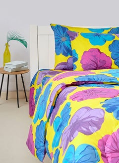 Buy 3-Piece Multi Floral Printed Design 144 TC Poly Cotton Single Comforter Set in UAE