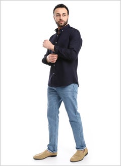 Buy Dark Navy Blue Full Front Buttons Closure Men Shirt_Dark Navy in Egypt