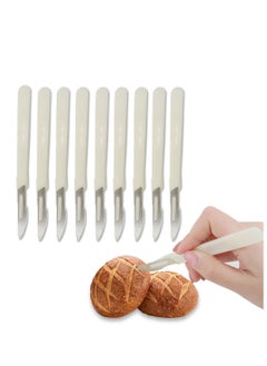 Buy 10 Pieces Bakers Lame Bread Tool Western Style Curve Bread Knifes Dough Scoring Bread Slicer Tool with Plastic Protective Cover Baking Sourdough Razor French Cutter For Bread Bakers in Saudi Arabia