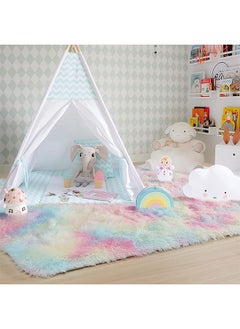 اشتري Fluffy Rugs for Girls Bedroom, Unicorn Room Decor,Pastel Area Rug for Kids, Shag Carpet for Nursery, Soft Play Mat for Baby, Fuzzy Rug for Living Room 160*200 في السعودية