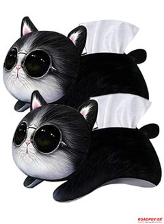اشتري Car Tissue Box Holder Hangable Multifunction Cute Cartoon Cat For Facial Tissue And Other Napkin Papers Personality Interesting Net 2 Pack في الامارات