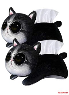 Buy Car Tissue Box Holder Hangable Multifunction Cute Cartoon Cat For Facial Tissue And Other Napkin Papers Personality Interesting Net 2 Pack in UAE