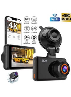 اشتري 4K WiFi Dash Cam for Cars Front and Rear Dual Lens Auto Dash Cam Time-lapse Video Built-in Wifi Support 24H Parking Monitor with Night Vision في الامارات