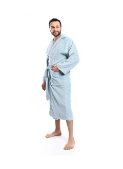 اشتري MEHALLA Bath Robe - Basic Hood - Light Blue في مصر