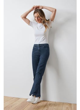 Buy Women Regular Fit Washed Stretchable Jeans, Navy in UAE