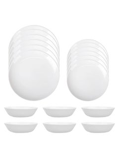 Buy Dinner Set 18 PC SET Durable Tempered Opal Glass Dinner Set 6x Dinner Plate 6x Dinner Bowl 6x Soup Bowl NAM18 in UAE