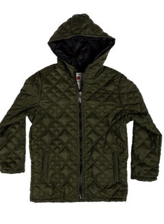 Buy Side Pockets Hooded Long Sleeves Olive Bomber Jacket in Egypt
