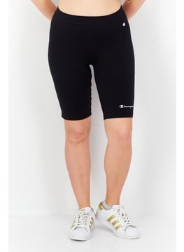 Buy Women Skinny Fit Elasticated Bike Shorts, Black in Saudi Arabia