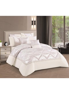 Buy Comforter Set Extra Soft Lace Jacquard Comforter King Size Microfiber Printed 8 Pieces Set in UAE