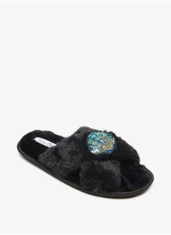 Buy Sequin Embellished Cross Strap Bedroom Slides in UAE