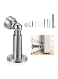 Buy Sturdy Magnetic Door Stopper Adjustable Stainless Steel Stop with Hardware Wall Mounted Magnetism Metal Doorstop for Bedroom Bathroom Kitchen Home Office Silver in Saudi Arabia