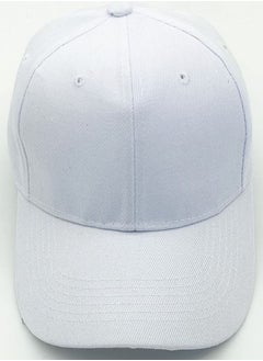 Buy Classic White Polyester Baseball Cap - Adjustable Unisex Dad Hat for Running, Workouts, and Outdoor Activities in All Seasons in UAE