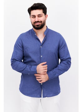 Buy Men Regular Fit Solid Long Sleeve Casual Shirt, Light Blue in UAE