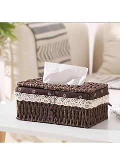 اشتري Hometaste Tissue Box Napkin Holder Hand Woven Tissue Case Facial Tissue Holder Tissue Box Cover Tissue Holder Tissue Box Cover Napkin Dispenser For Home Living Room Bedroom Car Table Decoration في الامارات