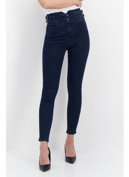 Buy Women Slim Fit Washed Stretchable Denim Jeans, Blue in UAE