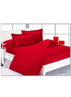 Buy 6-Piece King Size Duvet Cover Set Cotton Blend Red 220x240cm in UAE