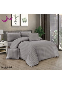 Buy Striped Double Sided Hotel Bed Sheet 6 Pieces Microfiber 230x250 CM in Saudi Arabia