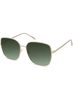 Buy Trendy Oversized Square Metal Frame Sunglasses for Women Men Flat Mirrored Lens UV Protection Sunglasses in Saudi Arabia